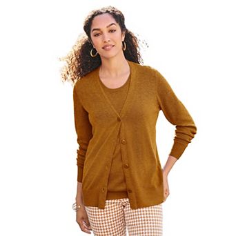 Jessica London Women's Plus Size Button Front Cashmere Cardigan