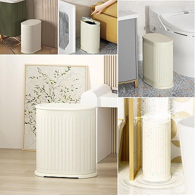 1.6 Gallon Slim Stainless Steel Press Top Trash Can for Home Office Bathroom