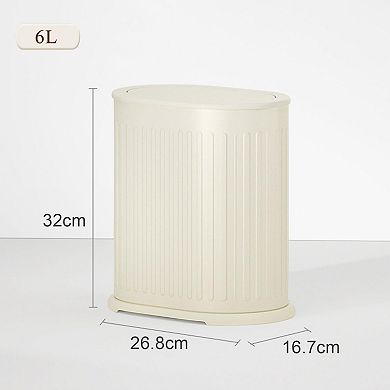 1.6 Gallon Slim Stainless Steel Press Top Trash Can for Home Office Bathroom