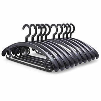 10 Pack Heavy Duty Plastic Coat Hangers 25lb Load Capacity Swivel Wide Shoulder Non Slip
