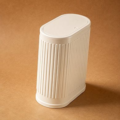 1.6 Gallon Stainless Steel Trash Can With Lid Slim Space Saving Waste Bin For Home Office Bathroom