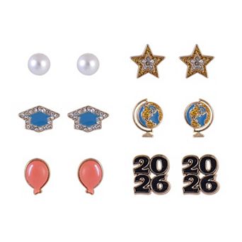 Hallmark 2026 Graduation 6 Pack Stud Earring Set