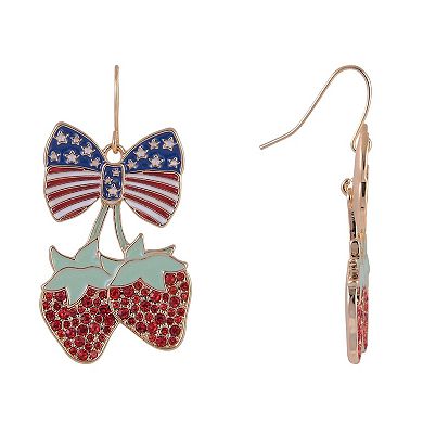Hallmark Strawberry and American Flag Bow Earring