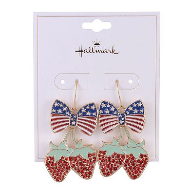 Hallmark Strawberry and American Flag Bow Earring