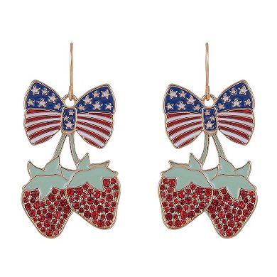 Hallmark Strawberry and American Flag Bow Earring