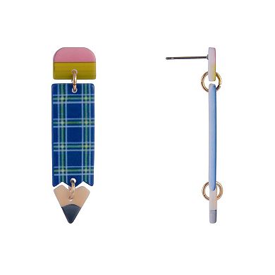 Hallmark Acrylic Plaid Pencil Earrings