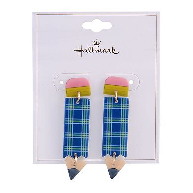 Hallmark Acrylic Plaid Pencil Earrings