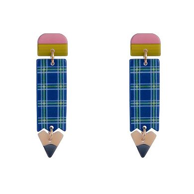 Hallmark Acrylic Plaid Pencil Earrings