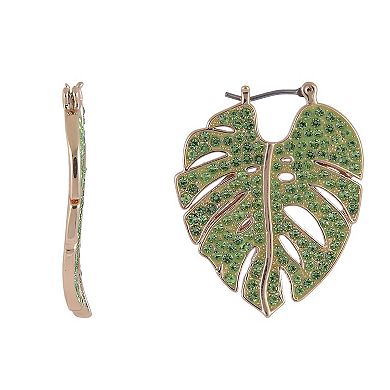 Hallmark Green Stone Palm Hoop Earrings