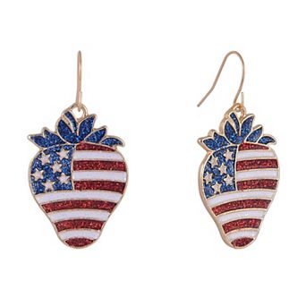Hallmark American Flag Strawberry Earrings