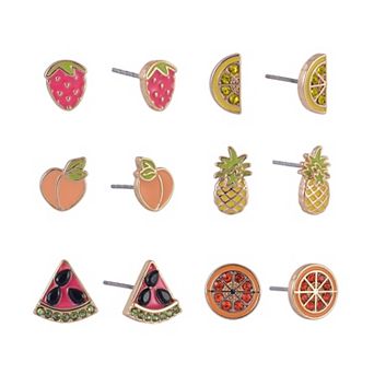 Hallmark 6 Pack Fruit Stud Earring Set