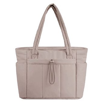 Quilted Puffer Tote Bags for Women with Multiple External Pockets and Top Carry Handles