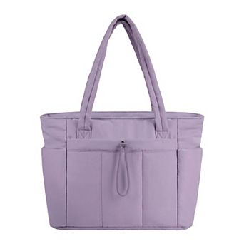 Quilted Puffer Tote Bags for Women with Multiple External Pockets and Top Carry Handles