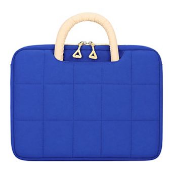 Quilted Padded Laptop Tote Bag for Women Stylish Top Handle Handbag Blue 15.0"x2.0"x10.6"