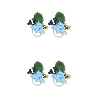4 Packs Wedding Wrist Corsages, Silk Rose Flower Bracelets, Artificial Rose Wristlets 3.9"