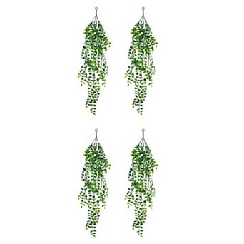 4 Packs Artificial Hanging Plants, Faux Eucalyptus Greenery for Shelf Bathroom Wall Decor 2.6ft