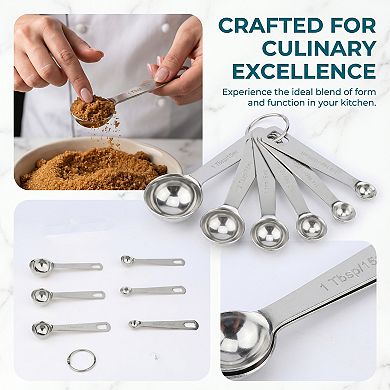 Durable Stainless Steel Measuring Spoons, Rust Resistant Metal Spoons for Kitchen Use