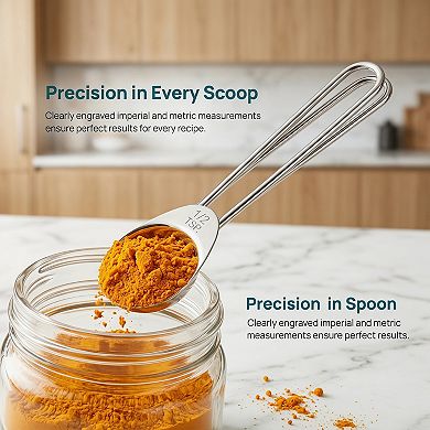 Stainless Steel Measuring Cups and Spoons Set, Stackable Design with Engraved Markings