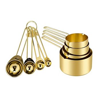 Stainless Steel Measuring Cups and Spoons Set, Stackable Design with Engraved Markings