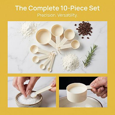Plastic Measuring Cups and Spoons Set, Lightweight with Stackable Design, Clear Markings