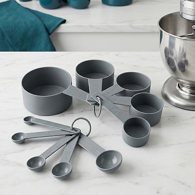 Plastic Measuring Cups and Spoons Set, Lightweight with Stackable Design, Clear Markings