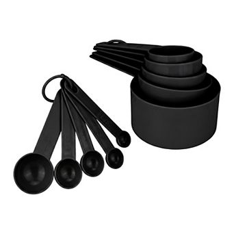 Plastic Measuring Cups and Spoons Set, Lightweight with Stackable Design, Clear Markings