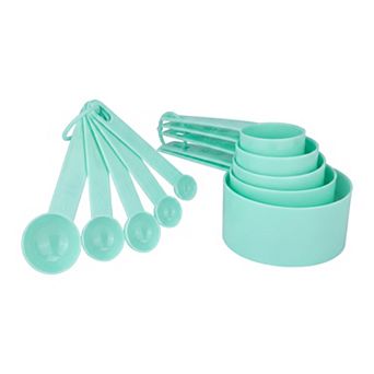 Plastic Measuring Cups and Spoons Set, Lightweight with Stackable Design, Clear Markings