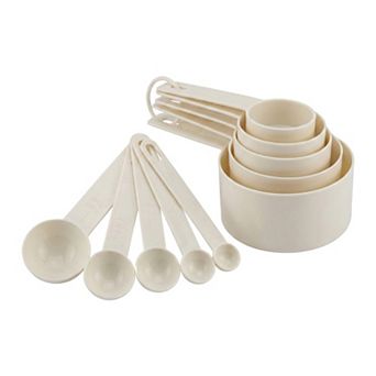 Plastic Measuring Cups and Spoons Set, Lightweight with Stackable Design, Clear Markings