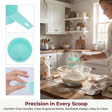 Plastic Measuring Spoons Set, Lightweight Kitchen Spoons for Dry and Liquid