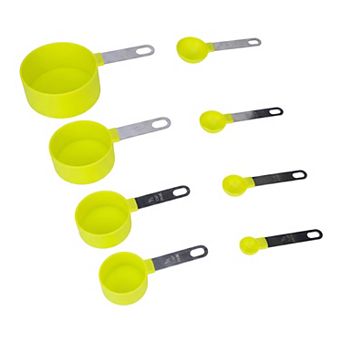 Plastic Measuring Set with Stackable Cups and Spoons, Engraved Markings for Easy Reading