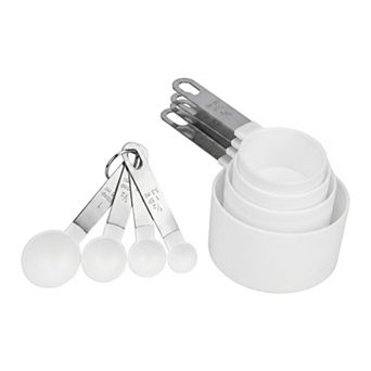 Plastic Measuring Set with Stackable Cups and Spoons, Engraved Markings for Easy Reading