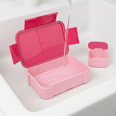 Bento Box Adult Lunch Box, 2-Compartment Detachable Sauce Cup Leak-Proof Meal Prep Container