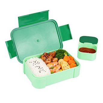 Bento Box Adult Lunch Box, 2-Compartment Detachable Sauce Cup Leak-Proof Meal Prep Container