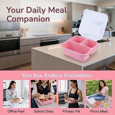 Bento Box Adult Lunch Box, Wheat Straw Leak-Proof Meal Prep Container for Work Travel
