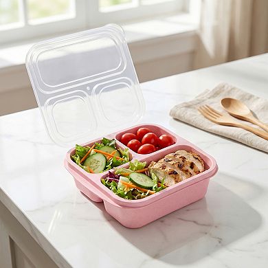 Bento Box Adult Lunch Box, Wheat Straw Leak-Proof Meal Prep Container for Work Travel