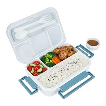 Bento Box Adult Lunch Box, Built-in Utensil Slot & Extra Dip Cup Leakproof Meal Prep Container