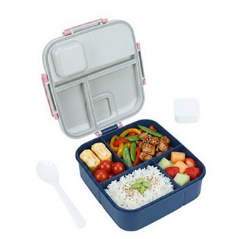 Bento Box Adult Lunch Box, Portable Leak-Proof Meal Prep Container with Built-in Utensils