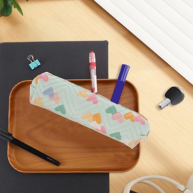 1Pc PU Leather Pencil Case, Compact Pen Pouch, Aesthetic Pencil Organizer