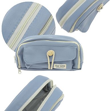 1Pc Canvas Pencil Case, Large Capacity Pen Pouch, Aesthetic Pencil Organizer