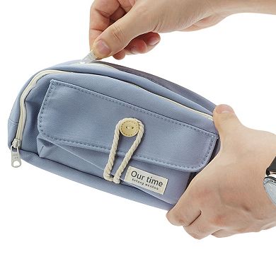 1Pc Canvas Pencil Case, Large Capacity Pen Pouch, Aesthetic Pencil Organizer