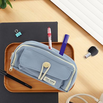 1Pc Canvas Pencil Case, Large Capacity Pen Pouch, Aesthetic Pencil Organizer