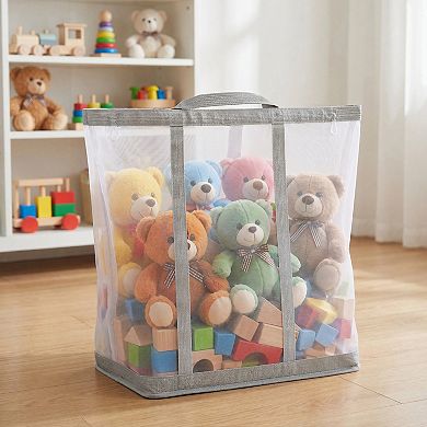 1 Pack Collapsible Laundry Basket, Polyester Laundry Hamper, Lightweight Laundry Hamper with Handles