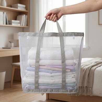 1 Pack Collapsible Laundry Basket, Polyester Laundry Hamper, Lightweight Laundry Hamper with Handles