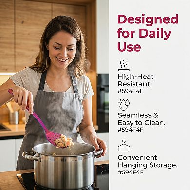 Spatula, 1 Pack Kitchen Spatula, Heat-Resistant Cooking Utensils with Long Handle, Dishwasher Safe