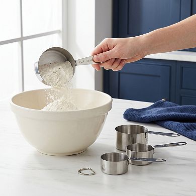 Stainless Steel Measuring Cups and Spoons, Stackable Metal Set with Engraved Markings 9 Pcs