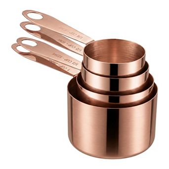 Stainless Steel Measuring Cups and Spoons, Stackable Metal Set with Engraved Markings 9 pc