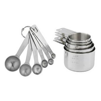 11 pc Durable Stainless Steel Measuring Cups and Spoons, Stackable with Engraved Markings