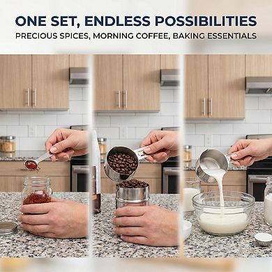 11Pcs Durable Stainless Steel Measuring Cups and Spoons, Stackable with Engraved Markings