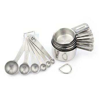 13 pc Durable Stainless Steel Measuring Cups and Spoons, Stackable with Engraved Markings