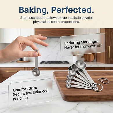 13Pcs Durable Stainless Steel Measuring Cups and Spoons, Stackable with Engraved Markings